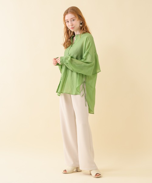 Paradise Picnic（パラダイスピクニック）の「シアーサテンヨークフリルブラウス（シャツ/ブラウス・レディース・ホワイト/イエロー・FREE）」の3枚目の写真