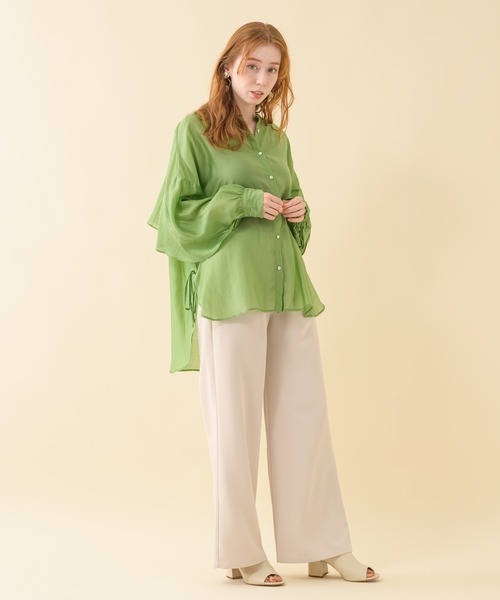 Paradise Picnic（パラダイスピクニック）の「シアーサテンヨークフリルブラウス（シャツ/ブラウス・レディース・ホワイト/イエロー・FREE）」の19枚目の写真