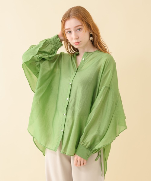 Paradise Picnic（パラダイスピクニック）の「シアーサテンヨークフリルブラウス（シャツ/ブラウス・レディース・ホワイト/イエロー・FREE）」の10枚目の写真