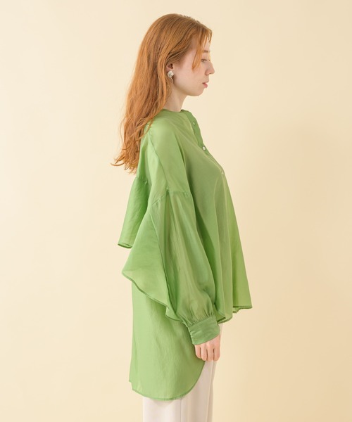 Paradise Picnic（パラダイスピクニック）の「シアーサテンヨークフリルブラウス（シャツ/ブラウス・レディース・ホワイト/イエロー・FREE）」の4枚目の写真