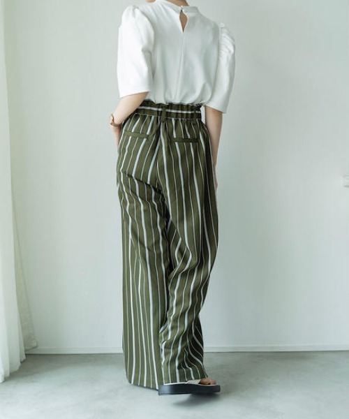 ストライプラップパンツ gray/brown/khaki（その他パンツ