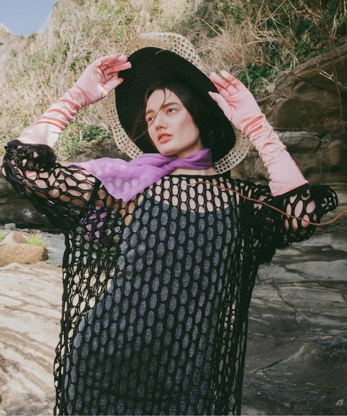 sahara（サハラ）の「Rippling Wave Mesh Tops（Tシャツ/カットソー・レディース・ホワイト/ブラック/アイボリー・FREE）」の13枚目の写真