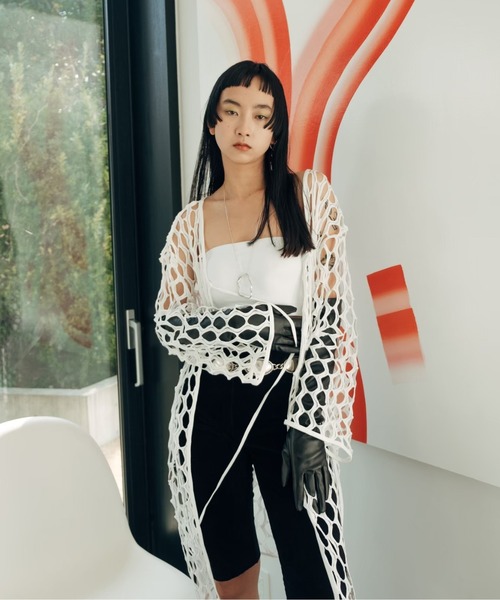 sahara（サハラ）の「Rippling Wave Mesh Tops（Tシャツ/カットソー・レディース・ホワイト/ブラック/アイボリー・FREE）」の5枚目の写真