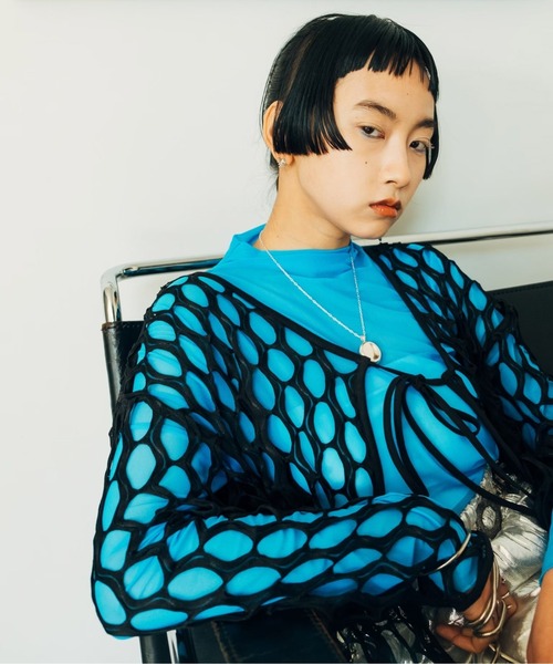 sahara（サハラ）の「Rippling Wave Mesh Tops（Tシャツ/カットソー・レディース・ホワイト/ブラック/アイボリー・FREE）」の11枚目の写真