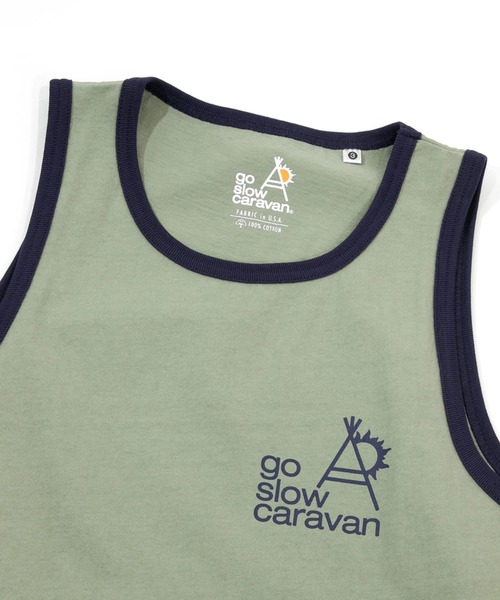 go slow caravan（ゴースローキャラバン）の「USA/C リブカラーラウンドタンク（タンクトップ・メンズ・ホワイト/ブラック/セージグリーン/ネイビー・MEDIUM/LARGE/X-LARGE）」の5枚目の写真