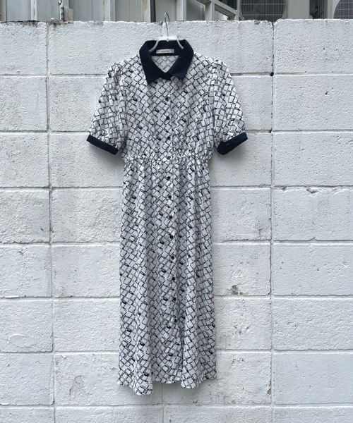 ＪＵＧＬＡＮＳ（ユグランス）の「☆ モノグラム柄5分袖ガウンワンピース　35890（ワンピース・レディース・ホワイト/ライトブルー/ネイビー・FREE）」の2枚目の写真