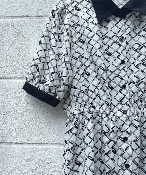 ＪＵＧＬＡＮＳ（ユグランス）の「☆ モノグラム柄5分袖ガウンワンピース　35890（ワンピース・レディース・ホワイト/ライトブルー/ネイビー・FREE）」の6枚目の写真