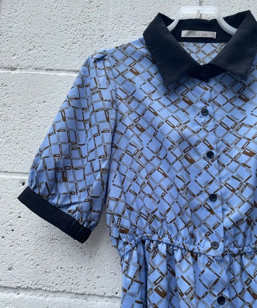 ＪＵＧＬＡＮＳ（ユグランス）の「☆ モノグラム柄5分袖ガウンワンピース　35890（ワンピース・レディース・ホワイト/ライトブルー/ネイビー・FREE）」の7枚目の写真