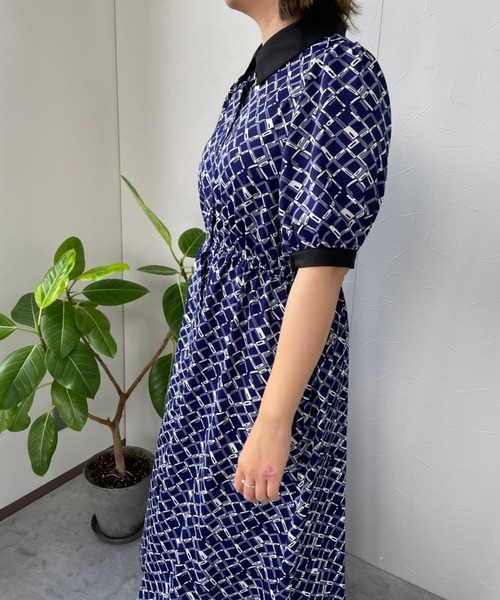 ＪＵＧＬＡＮＳ（ユグランス）の「☆ モノグラム柄5分袖ガウンワンピース　35890（ワンピース・レディース・ホワイト/ライトブルー/ネイビー・FREE）」の12枚目の写真