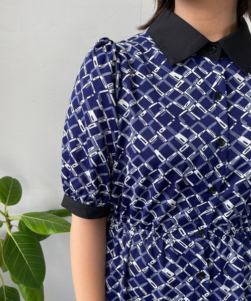 ＪＵＧＬＡＮＳ（ユグランス）の「☆ モノグラム柄5分袖ガウンワンピース　35890（ワンピース・レディース・ホワイト/ライトブルー/ネイビー・FREE）」の13枚目の写真