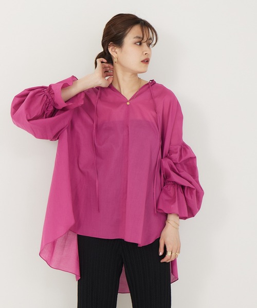 Rouge vif（ルージュヴィフ）の「ローンボリュームスリーブシャツ（シャツ/ブラウス・レディース・ブラック/オフホワイト/ピンク・フリー）」の3枚目の写真