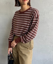 [HEALTHKNIT/ヘルスニット] 別注 ワッフルボーダー クルーネックTシャツ