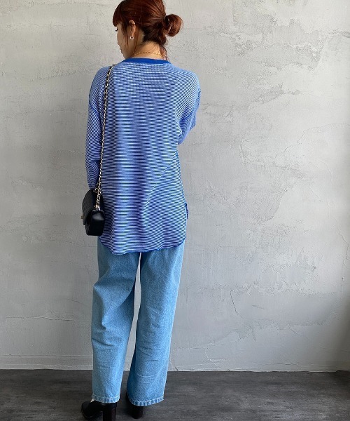 Healthknit（ヘルスニット）の「[HEALTHKNIT/ヘルスニット] 別注 ワッフルボーダー クルーネックTシャツ（Tシャツ/カットソー・レディース・ブルー/ブラウン/レッド系/ブラック/ネイビー/ライトブラウン/グリーン/レッド・F）」の15枚目の写真
