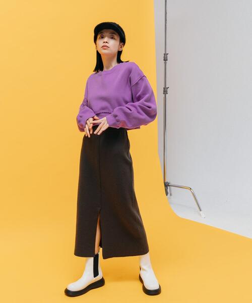 CITEN（シテン）の「＜CITEN＞起毛裏毛 クロップド スウェット（スウェット・レディース・ライトグレー/パープル/ダークグレー・FREE）」の9枚目の写真