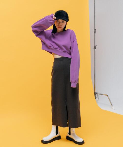 CITEN（シテン）の「＜CITEN＞起毛裏毛 クロップド スウェット（スウェット・レディース・ライトグレー/パープル/ダークグレー・FREE）」の15枚目の写真