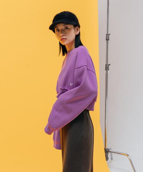 CITEN（シテン）の「＜CITEN＞起毛裏毛 クロップド スウェット（スウェット・レディース・ライトグレー/パープル/ダークグレー・FREE）」の18枚目の写真
