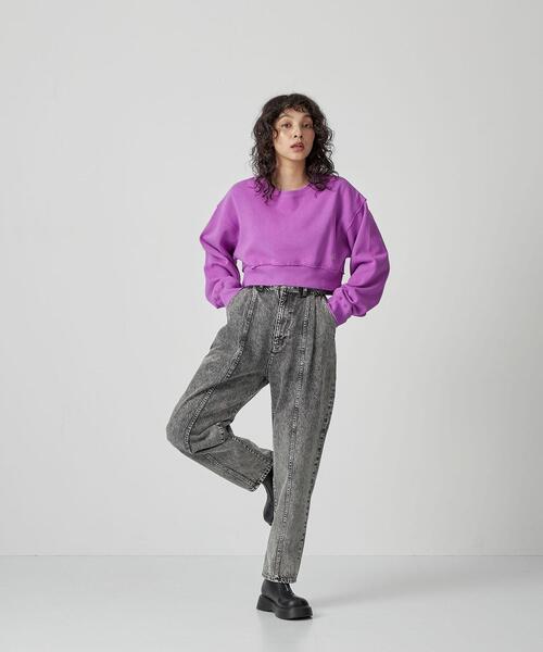 CITEN（シテン）の「＜CITEN＞起毛裏毛 クロップド スウェット（スウェット・レディース・ライトグレー/パープル/ダークグレー・FREE）」の19枚目の写真