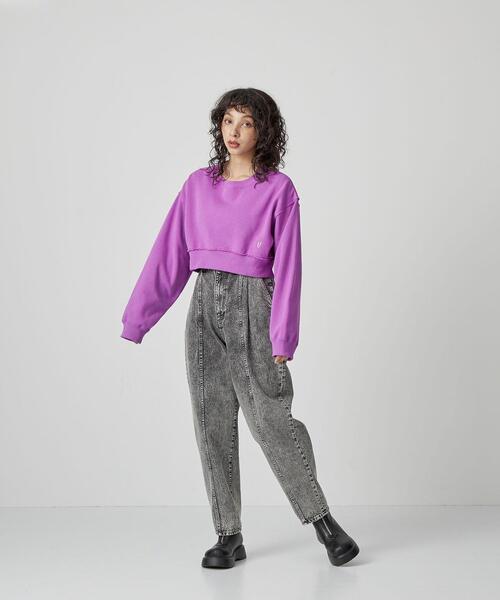 CITEN（シテン）の「＜CITEN＞起毛裏毛 クロップド スウェット（スウェット・レディース・ライトグレー/パープル/ダークグレー・FREE）」の21枚目の写真