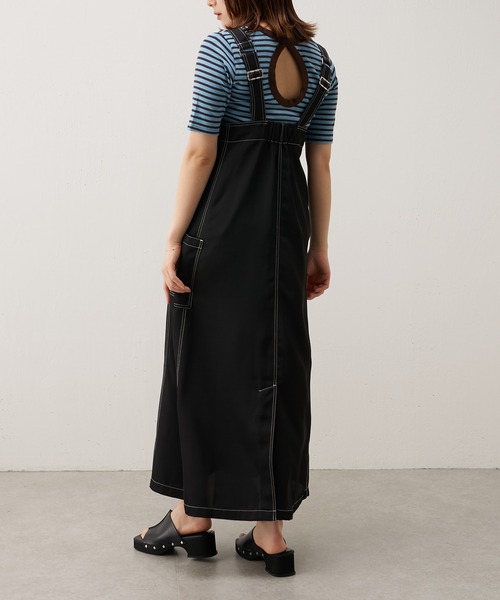 Lui's（ルイス）の「配色ステッチワークジャンスカ（ワンピース・レディース・ブラック/グリーン・FREE）」の8枚目の写真