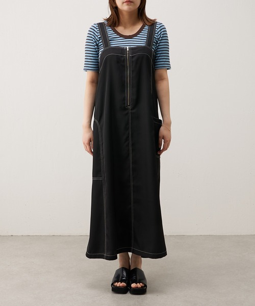 Lui's（ルイス）の「配色ステッチワークジャンスカ（ワンピース・レディース・ブラック/グリーン・FREE）」の9枚目の写真