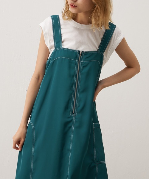 Lui's（ルイス）の「配色ステッチワークジャンスカ（ワンピース・レディース・ブラック/グリーン・FREE）」の12枚目の写真