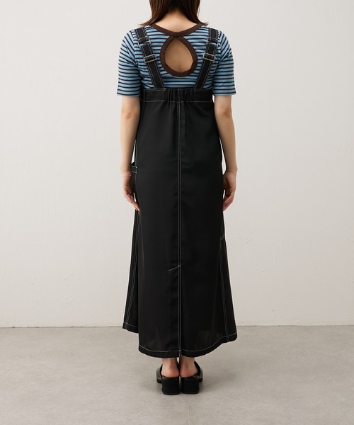 Lui's（ルイス）の「配色ステッチワークジャンスカ（ワンピース・レディース・ブラック/グリーン・FREE）」の7枚目の写真