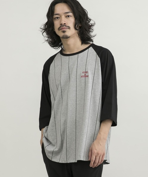 URBAN RESEARCH(アーバンリサーチ)の「URBAN RESEARCH iD ストライプラグランLOGO Tシャツ(Tシャツ/カットソー・メンズ・ホワイト系その他/グレー系その他・LARGE/MEDIUM)」の3枚目の写真