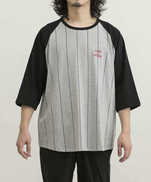 URBAN RESEARCH(アーバンリサーチ)の「URBAN RESEARCH iD ストライプラグランLOGO Tシャツ(Tシャツ/カットソー・メンズ・ホワイト系その他/グレー系その他・LARGE/MEDIUM)」の8枚目の写真