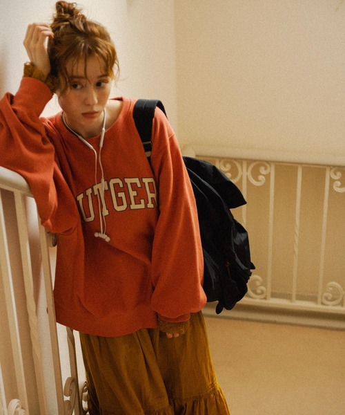 Crisp(クリスプ)の「”RUTGERS”オーバースウェット(スウェット・レディース・オレンジ/グリーン/アイボリー・FREE)」の20枚目の写真