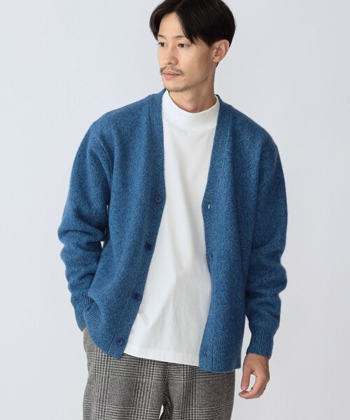 SHIPS（シップス）の「SHIPS: シュリンク ウール メランジ Vネック カーディガン（カーディガン/ボレロ・メンズ・ブラック/ブルー/スモークピンク・SMALL/MEDIUM/LARGE/X-LARGE）」の3枚目の写真