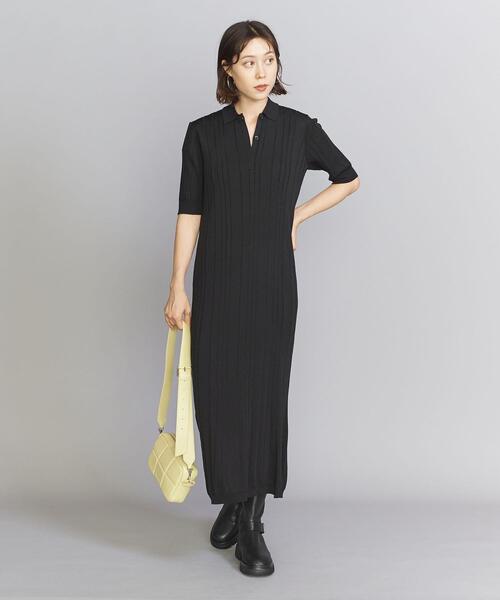 RIM.ARK（リムアーク）の「＜RIM ARK＞ランダムリブニット ワンピース -ウォッシャブル-（ワンピース・レディース・ブラック/コバルトブルー・36）」の9枚目の写真