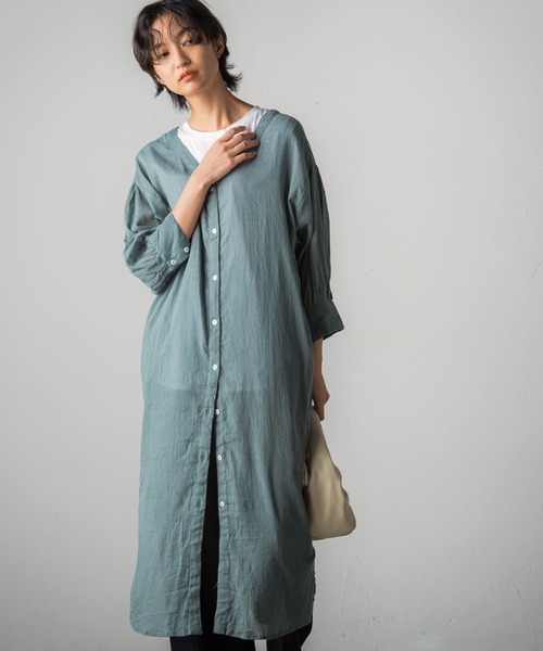 レースアップコットン楊柳ワンピース 手洗い可能 Organicfarmermag Com