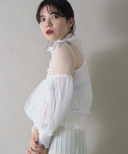 Bloom Closet（ブルームクローゼット）の「ヴィンテージレースチュールハイネックプルオーバー（シャツ/ブラウス・レディース・ブラック/パープル/グレー/ブルー/アイボリー・FREE）」の6枚目の写真