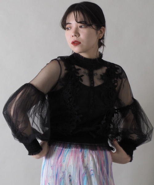 Bloom Closet（ブルームクローゼット）の「ヴィンテージレースチュールハイネックプルオーバー（シャツ/ブラウス・レディース・ブラック/パープル/グレー/ブルー/アイボリー・FREE）」の15枚目の写真