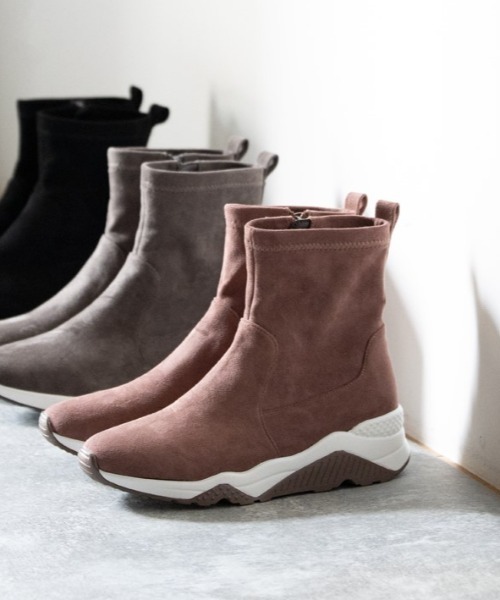 JELLY BEANS（ジェリービーンズ）の「ストレッチスニーカーブーツ(217-60207)JELLY BEANS(ジェリービーンズ)（ブーツ・レディース・スモークピンク/グレー/ブラック系・M/L/S）」の3枚目の写真