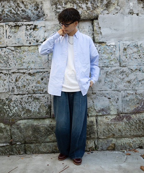 PUBLUX（パブリュクス）の「【PUBLUX/パブリュクス】リラックスワイドオックスBDシャツ（シャツ/ブラウス・メンズ・ブルー/ネイビー/ホワイト/ピンク・マルチサイズ）」の5枚目の写真