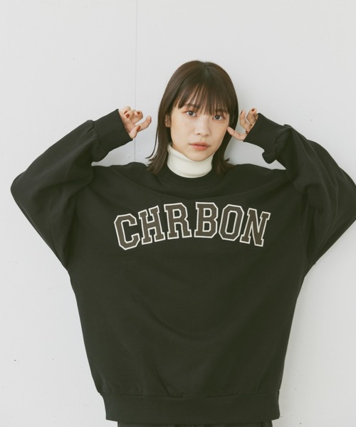 flaner（フラネ）の「Loose college logo sweat/ルーズカレッジロゴスウェット（スウェット・レディース・ブラック/グレー/ネイビー・MEDIUM/LARGE）」の6枚目の写真