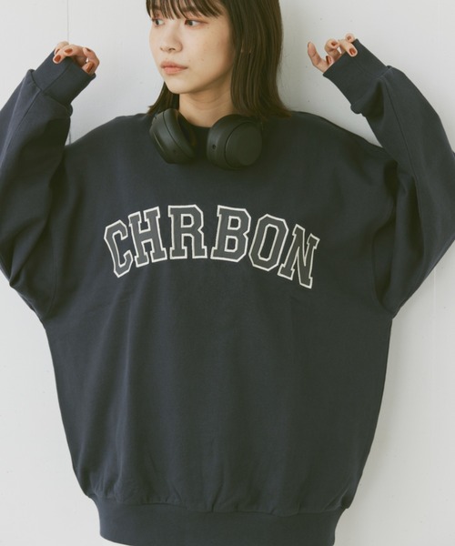 flaner（フラネ）の「Loose college logo sweat/ルーズカレッジロゴスウェット（スウェット・レディース・ブラック/グレー/ネイビー・MEDIUM/LARGE）」の21枚目の写真