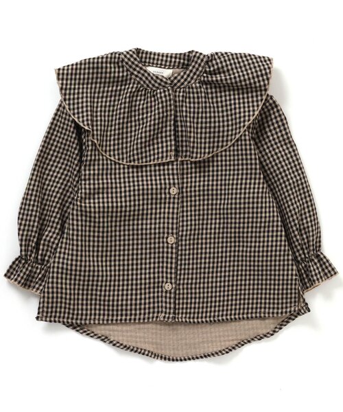 Seraph（セラフ）の「ラッフルカラーブラウス（シャツ/ブラウス・キッズ・ブラック/ブルー/アイボリー/チェック・90/100/110/120/80/130/95/140）」の4枚目の写真