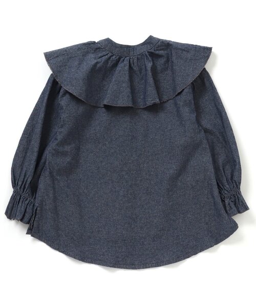 Seraph（セラフ）の「ラッフルカラーブラウス（シャツ/ブラウス・キッズ・ブラック/ブルー/アイボリー/チェック・90/100/110/120/80/130/95/140）」の7枚目の写真