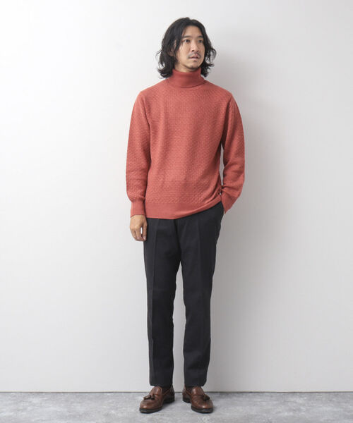 NOLLEY'S goodman(ノーリーズグッドマン)の「ワッフルカノコ タートルネックニット(ニット/セーター・メンズ・ブルー/オレンジ/ネイビー・S/M/L/XL)」の14枚目の写真