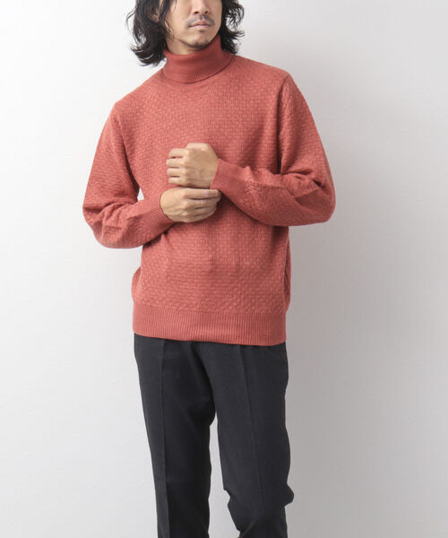 NOLLEY'S goodman(ノーリーズグッドマン)の「ワッフルカノコ タートルネックニット(ニット/セーター・メンズ・ブルー/オレンジ/ネイビー・S/M/L/XL)」の18枚目の写真