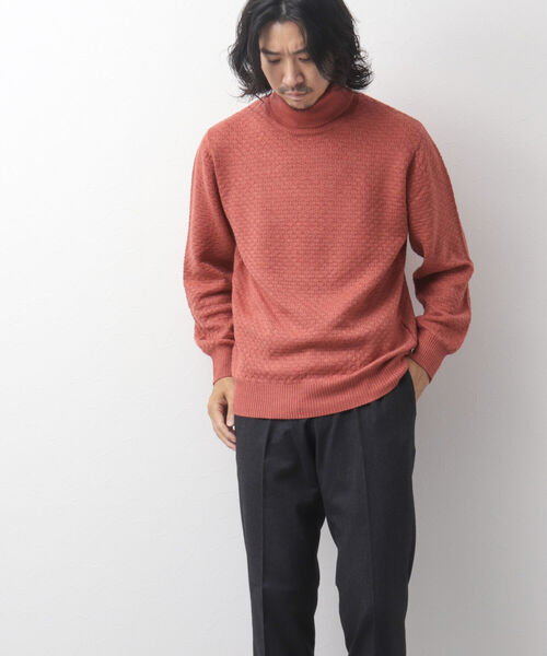 NOLLEY'S goodman(ノーリーズグッドマン)の「ワッフルカノコ タートルネックニット(ニット/セーター・メンズ・ブルー/オレンジ/ネイビー・S/M/L/XL)」の4枚目の写真