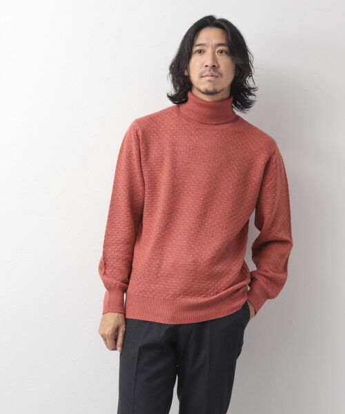 NOLLEY'S goodman(ノーリーズグッドマン)の「ワッフルカノコ タートルネックニット(ニット/セーター・メンズ・ブルー/オレンジ/ネイビー・S/M/L/XL)」の15枚目の写真