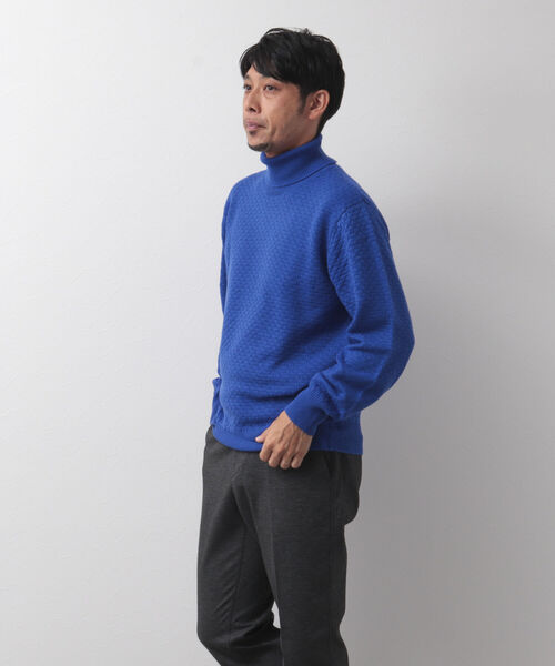 NOLLEY'S goodman(ノーリーズグッドマン)の「ワッフルカノコ タートルネックニット(ニット/セーター・メンズ・ブルー/オレンジ/ネイビー・S/M/L/XL)」の12枚目の写真