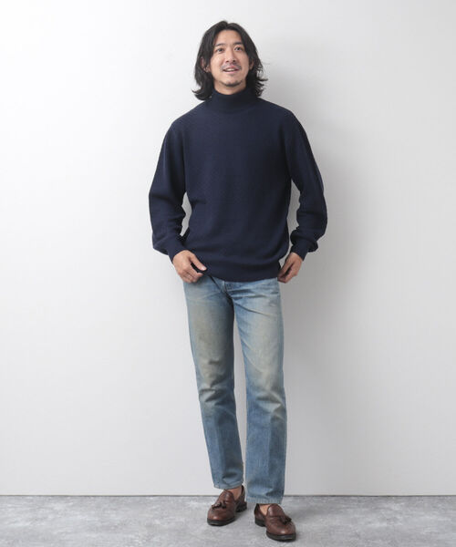 NOLLEY'S goodman(ノーリーズグッドマン)の「ワッフルカノコ タートルネックニット(ニット/セーター・メンズ・ブルー/オレンジ/ネイビー・S/M/L/XL)」の16枚目の写真