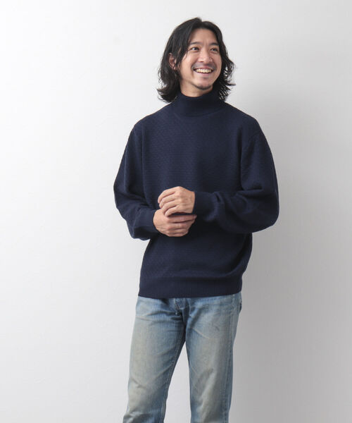 NOLLEY'S goodman(ノーリーズグッドマン)の「ワッフルカノコ タートルネックニット(ニット/セーター・メンズ・ブルー/オレンジ/ネイビー・S/M/L/XL)」の20枚目の写真