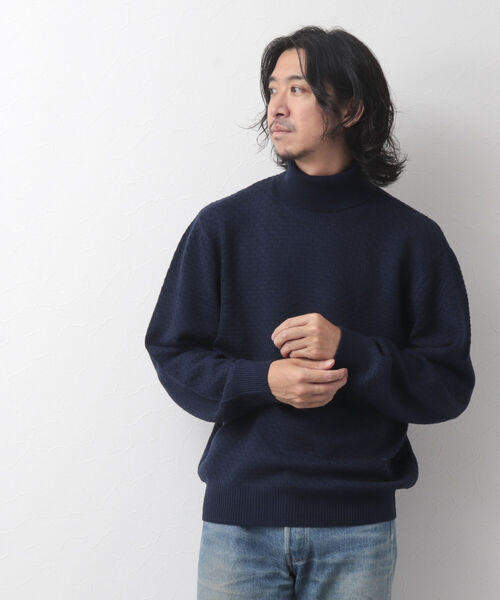 NOLLEY'S goodman(ノーリーズグッドマン)の「ワッフルカノコ タートルネックニット(ニット/セーター・メンズ・ブルー/オレンジ/ネイビー・S/M/L/XL)」の9枚目の写真