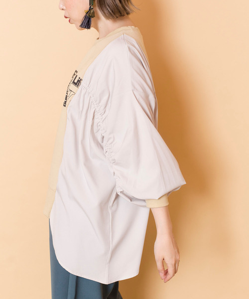 OSMOSIS(オズモーシス)の「【WEB限定アイテム】プリント切替ギャザープルオーバー(スウェット・レディース・ブラック/ライトベージュ/チャコール・ONE SIZE)」の8枚目の写真