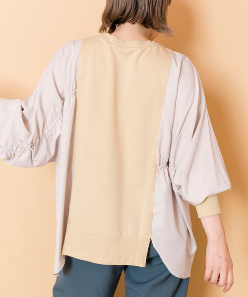 OSMOSIS(オズモーシス)の「【WEB限定アイテム】プリント切替ギャザープルオーバー(スウェット・レディース・ブラック/ライトベージュ/チャコール・ONE SIZE)」の9枚目の写真